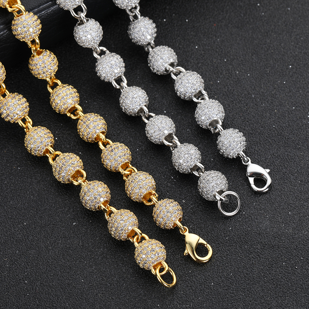 8mm Iced Out CZ Bead Bracelet