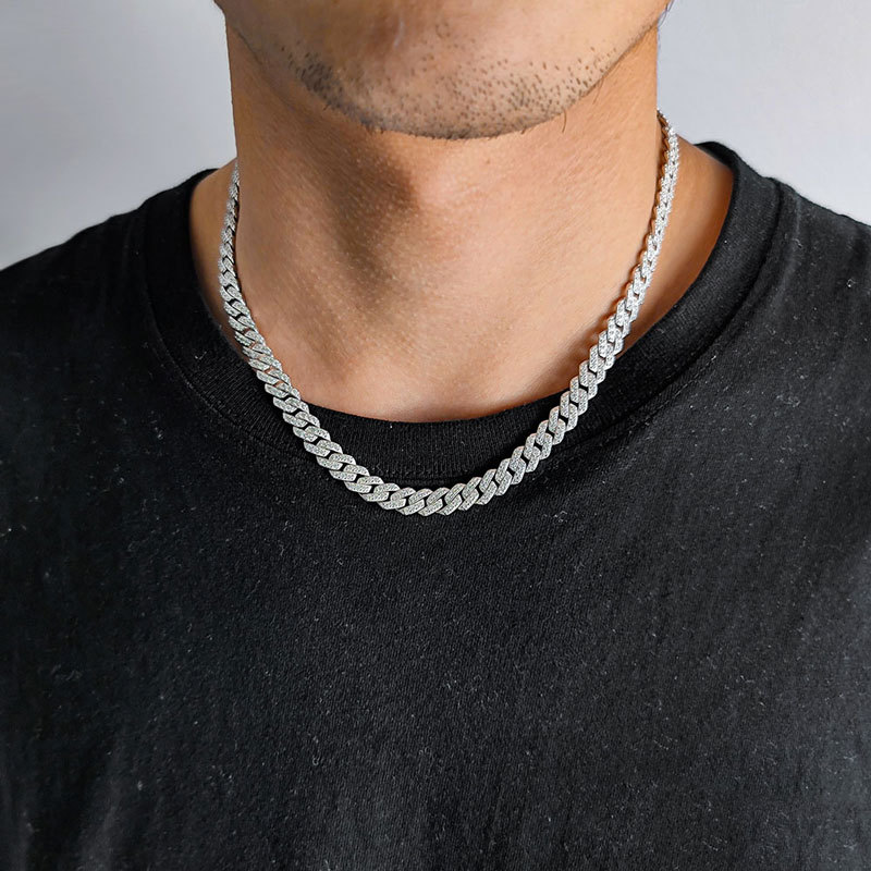 8mm VVS Moissanite Cuban Chain 925 Silver Iced Out