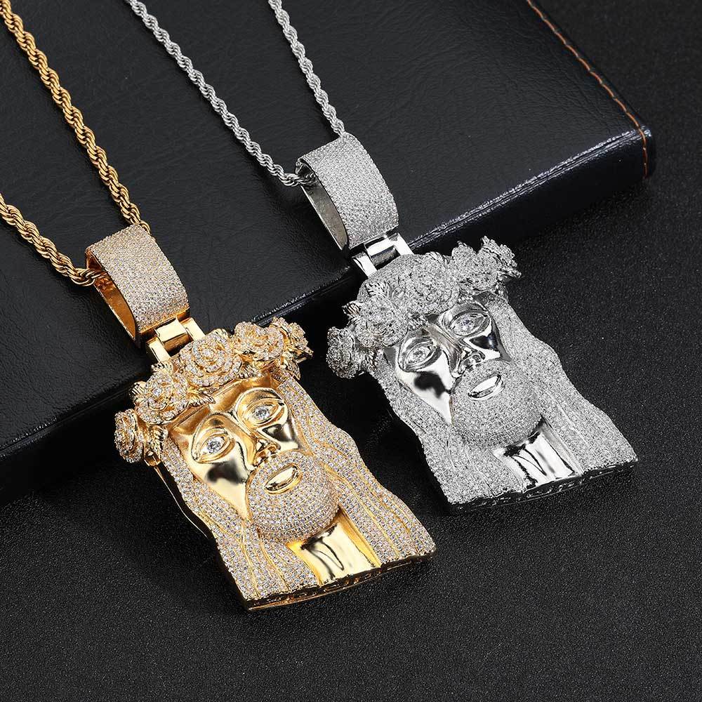 Rose Iced Jesus Pendant