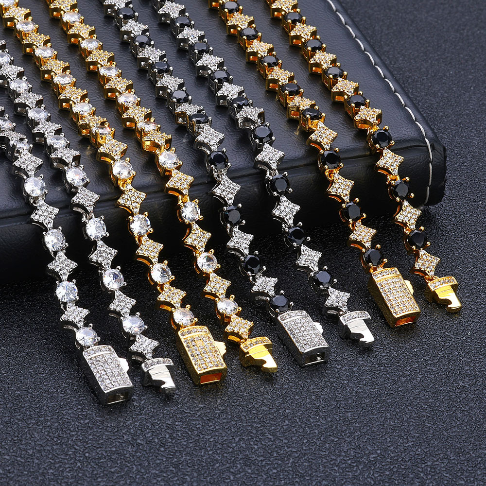 6mm Diamond Star Tennis Bracelet  925 vvs  Hip Hop Bling