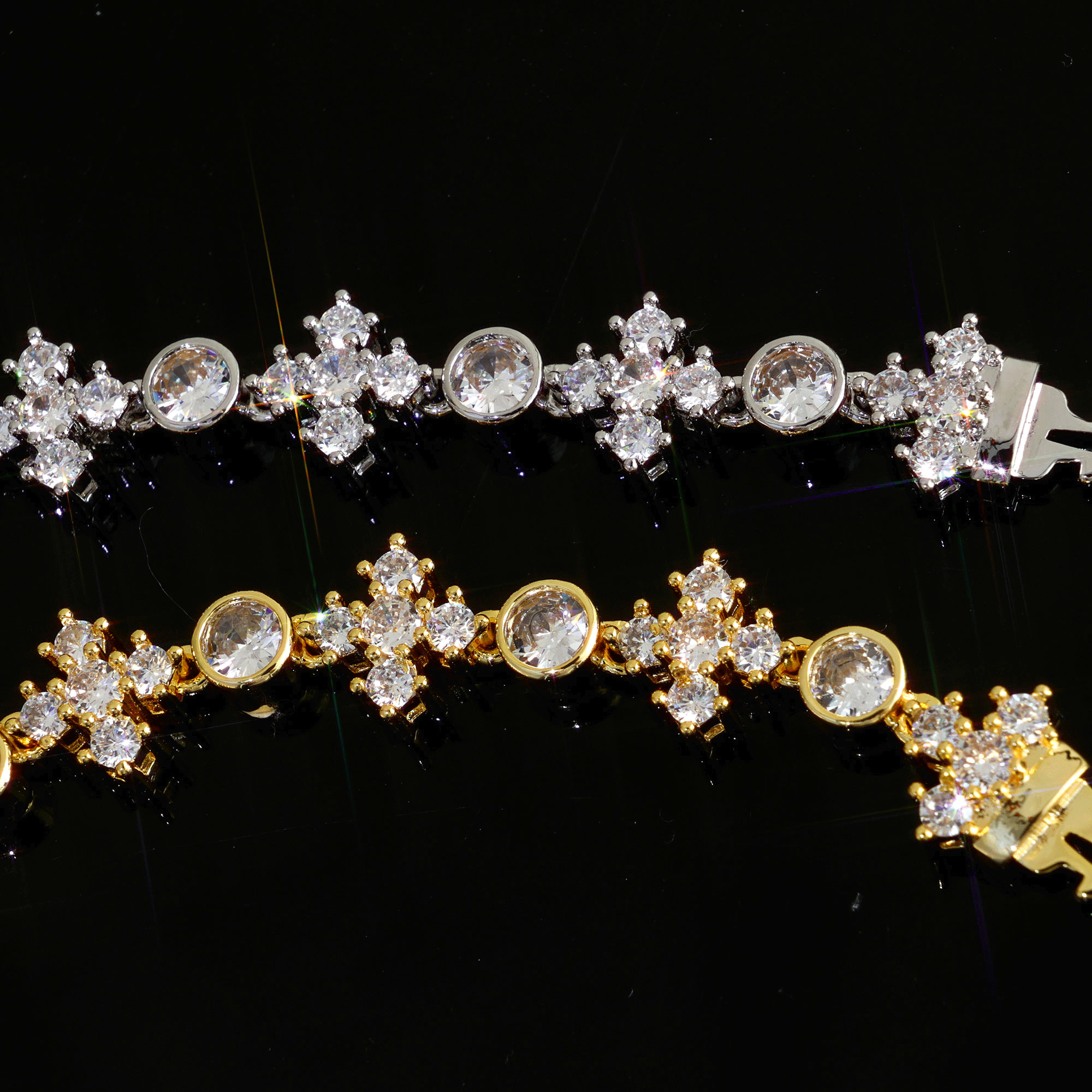 Cross Shiny CZ Stone Link Chain Bracelet
