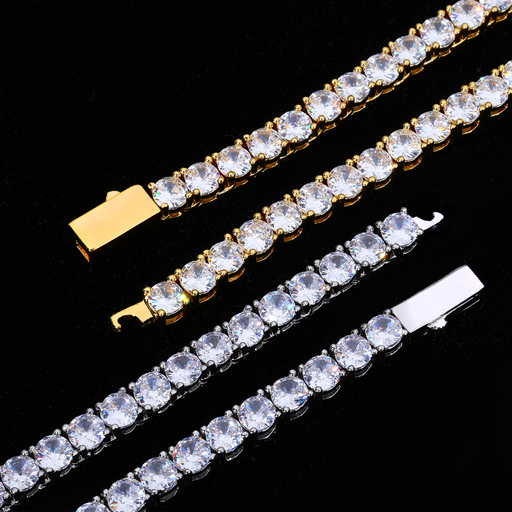 4mm Iced Diamond Tennis Chain Necklace Luxury Sparkling Jewelry
