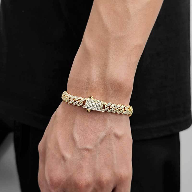 8mm Custom Logo Cuban Chain Bracelet 925&VVS Silver Moissanite