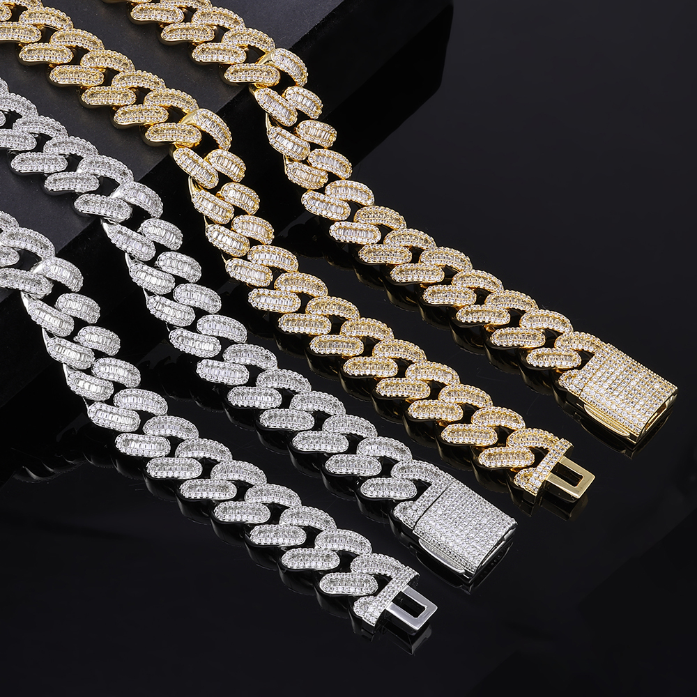 15mm Baguette Iced Out Cuban Link Chain