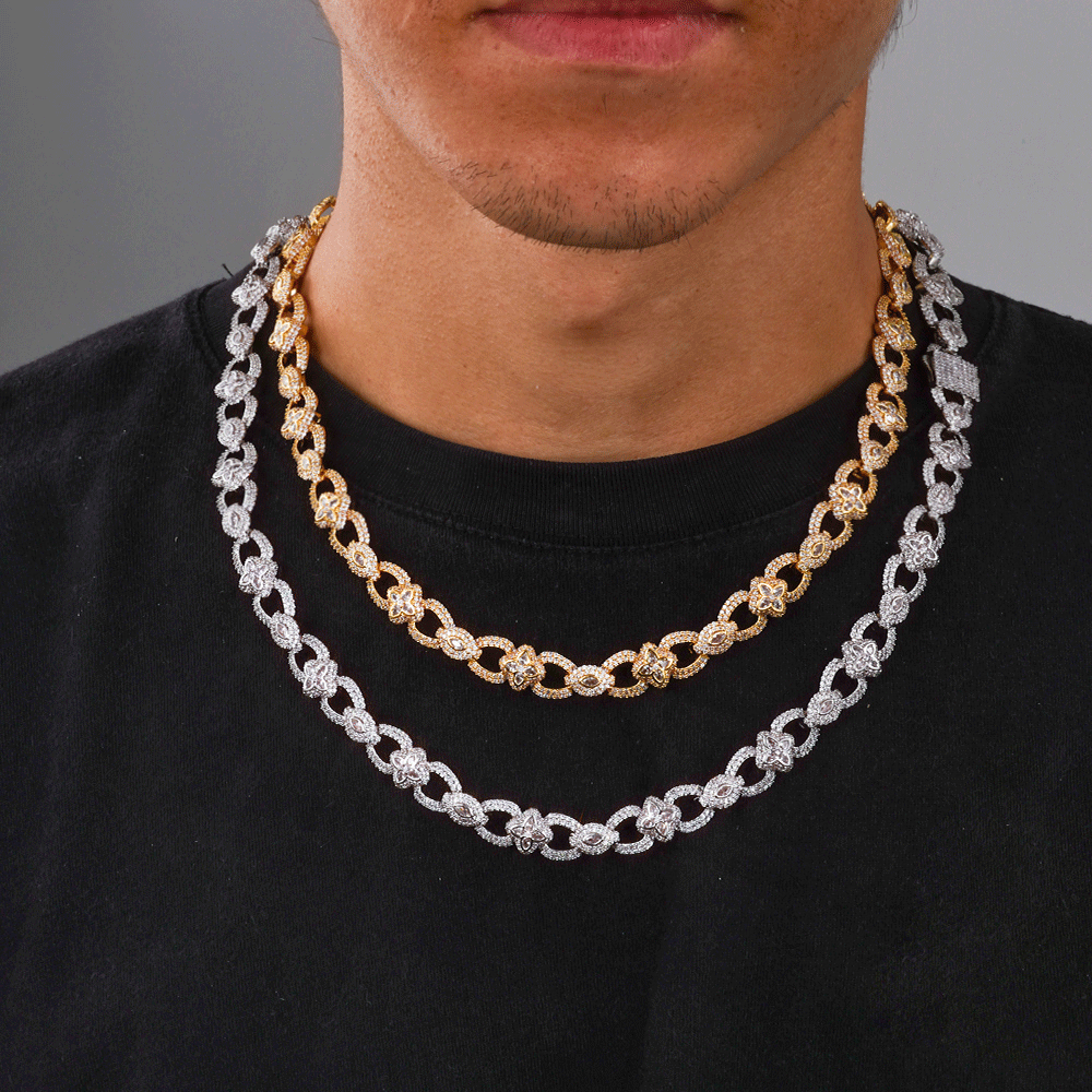 Four Leaf Clover Cross with Eye Link Chain Necklace
