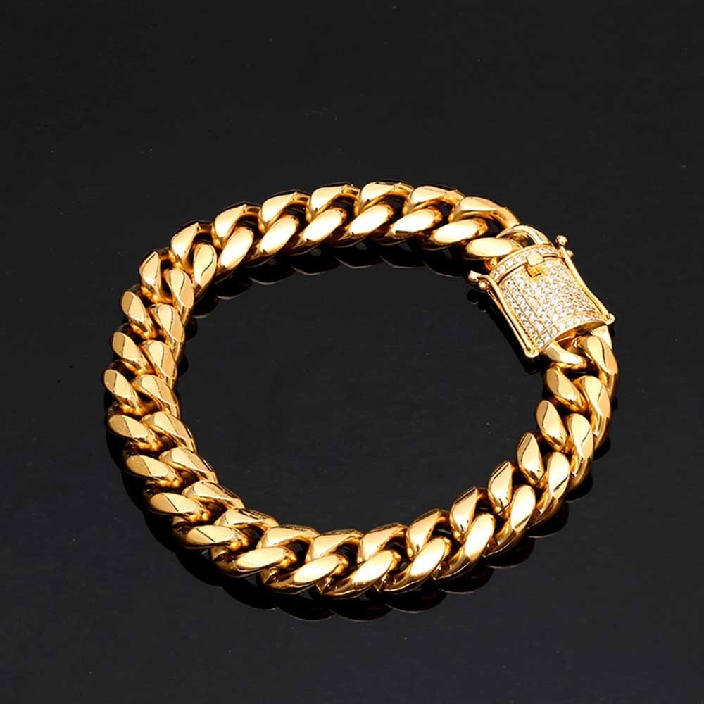 12mm Iced Out CZ Iced Clasp Miami Cuban Link Bracelet