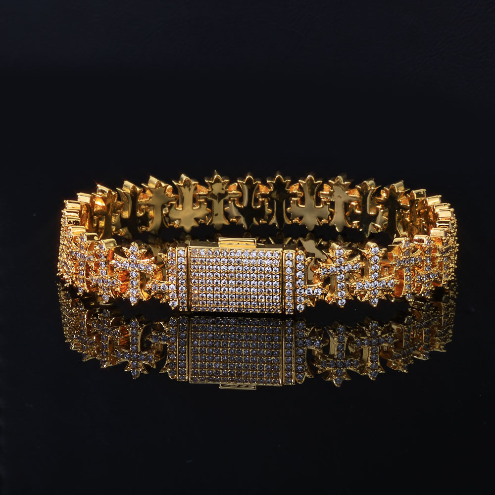 11mm Hip Hop Cross Cuban Link Bracelet