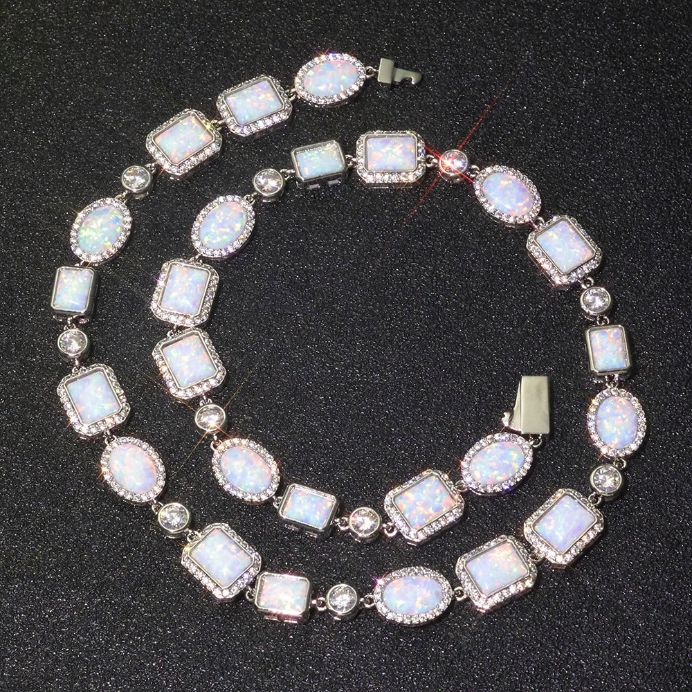 Multi-Color Opal Link Chain Gemstone Choker