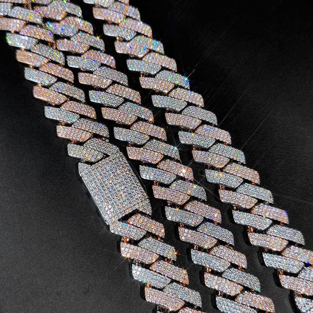 20MM 3-Row Iced Prong Cuban Chain Necklace