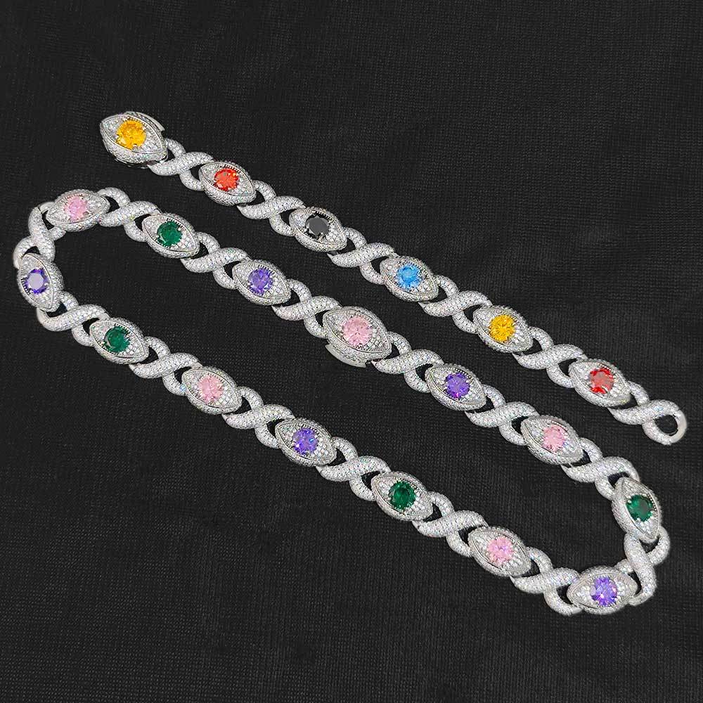 ICEOMG 15mm Hip Hop Iced Out Cuban Chain Big Diamond Eye Shape Cuban Infinite Links Choker Necklace