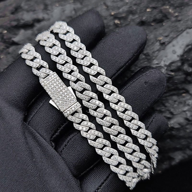 8mm VVS Moissanite Cuban Chain 925 Silver Iced Out
