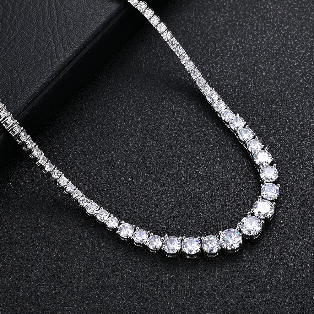 Bling CZ Gradient Tennis Chain – Hip Hop Necklace for Women