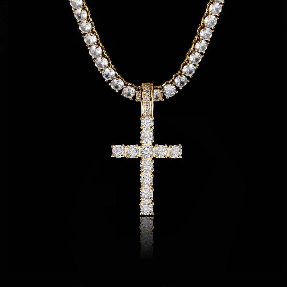 Iced Out Jesus Cross Pendant VVS Moissanite 925 Silver White Gold