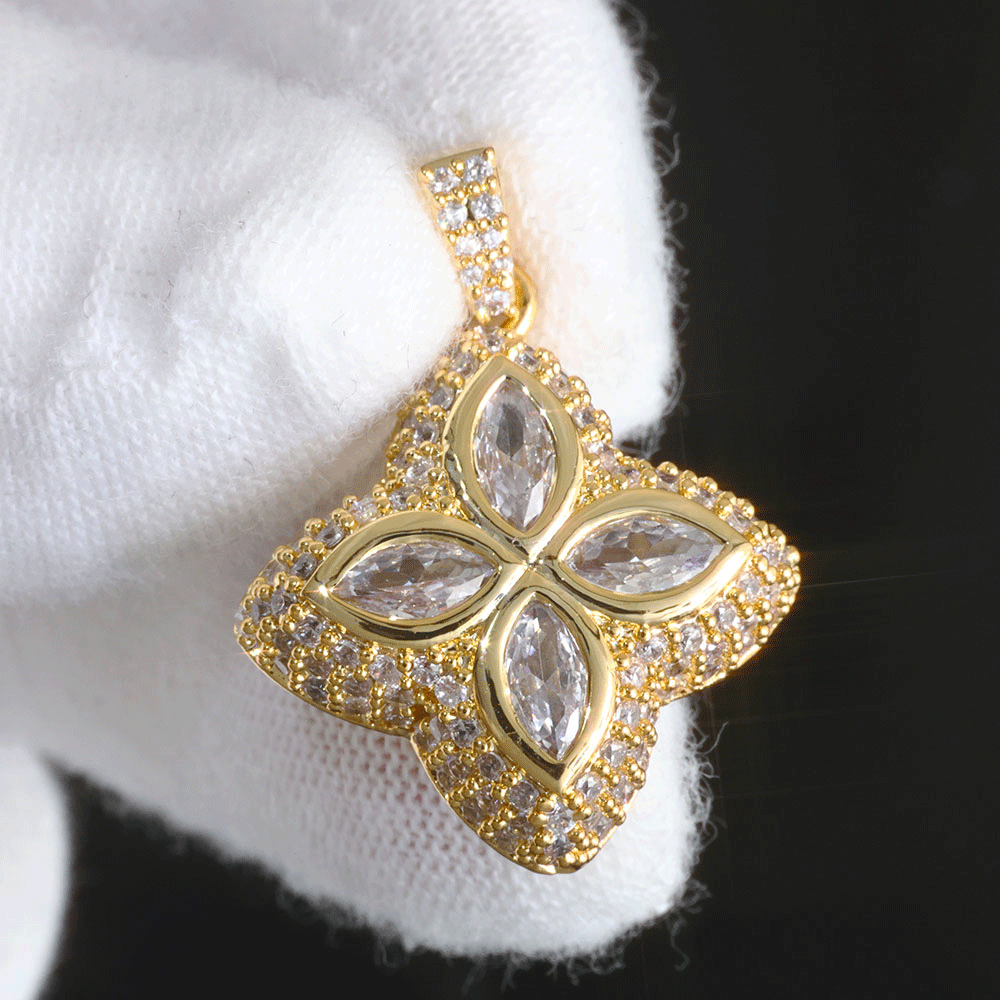 ICEOMG Four-Leaf Clover Colorful Cubic Zirconia Gold Plated Pendant