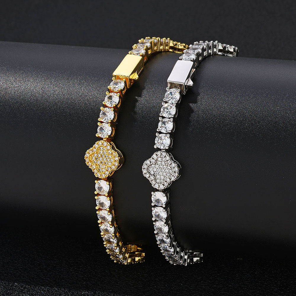 3.5mm Gold Plated Clover Tennis Bracelet