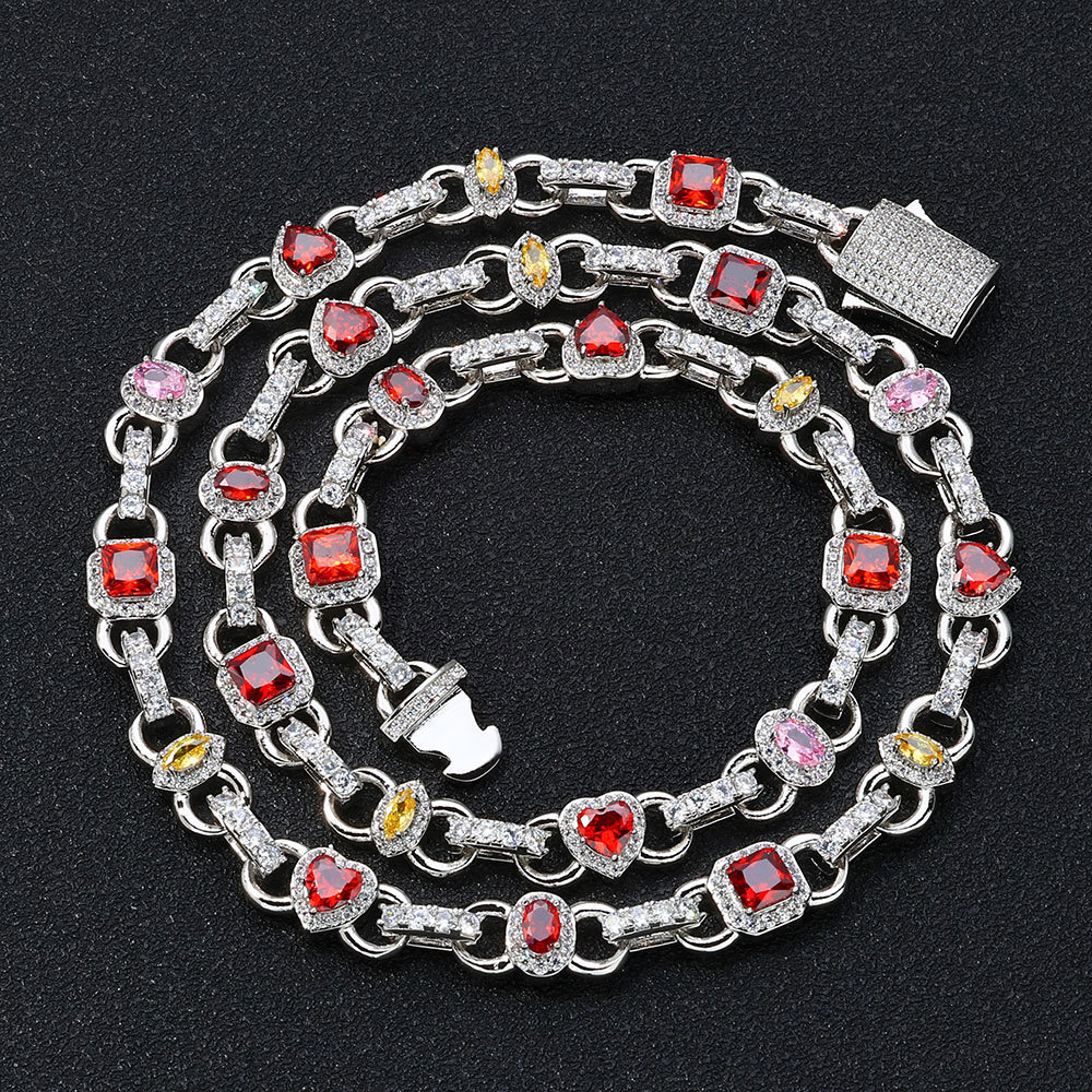 10MM Geometric Shape Red Zircon Necklace