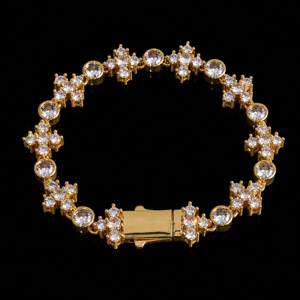 Cross Shiny CZ Stone Link Chain Bracelet
