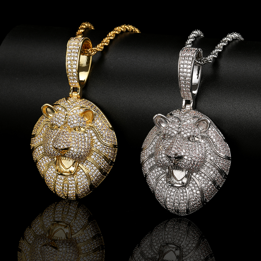 Big Gold Lion Pendant Necklace