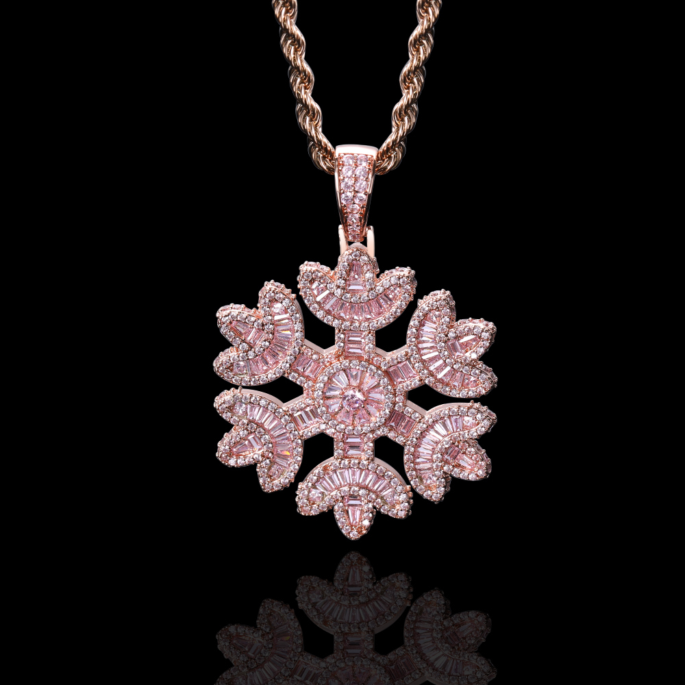 Iced Out Snowflake Pendant Necklace