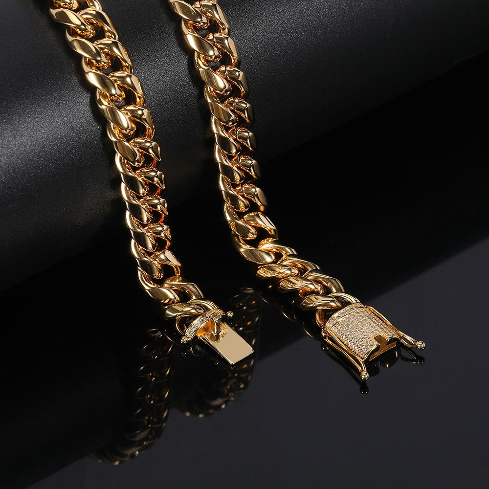 12mm Iced Out CZ Iced Clasp Miami Cuban Link Bracelet