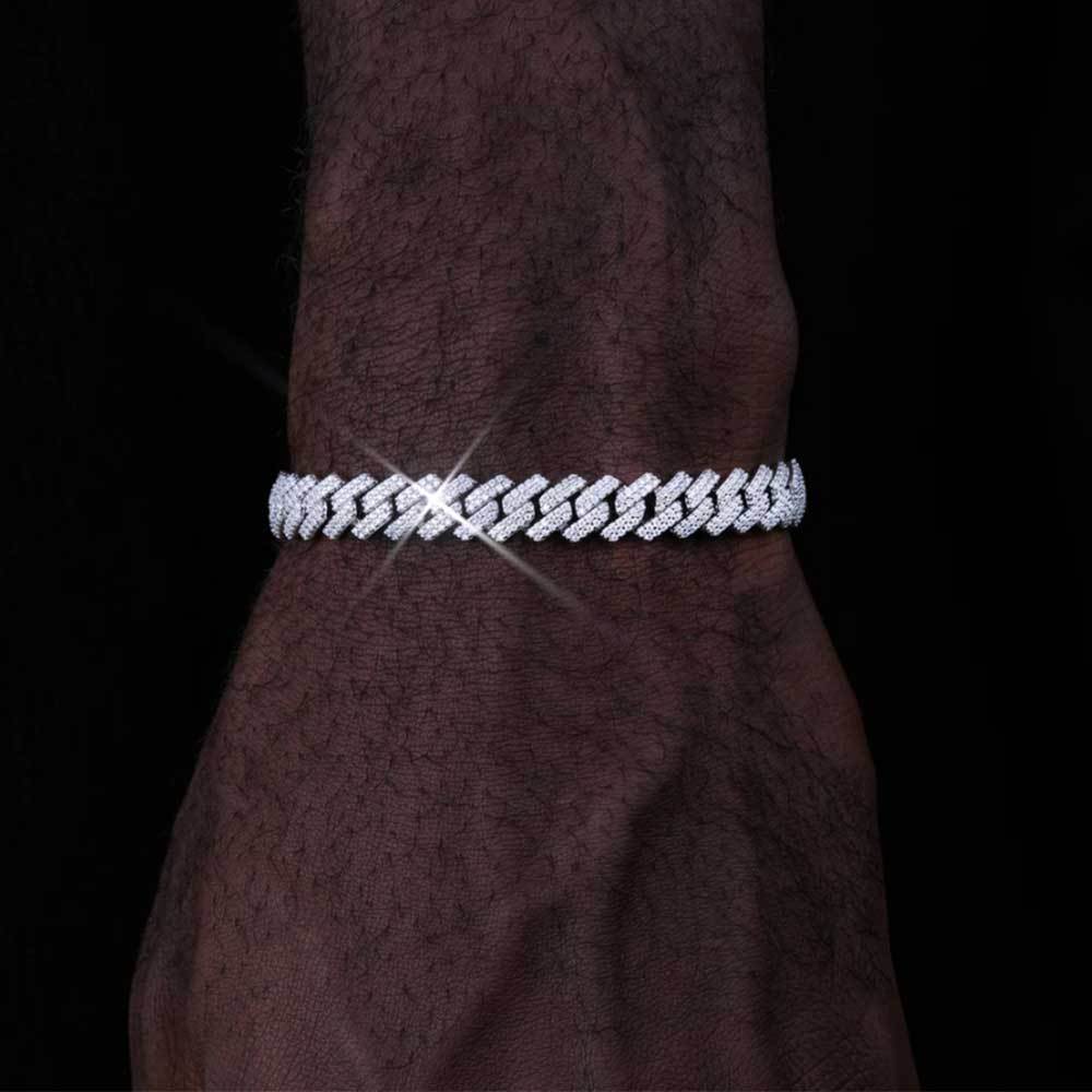8mm VVS Moissanite cuban link Bracelet 925 Silver Pass Diamond Tester
