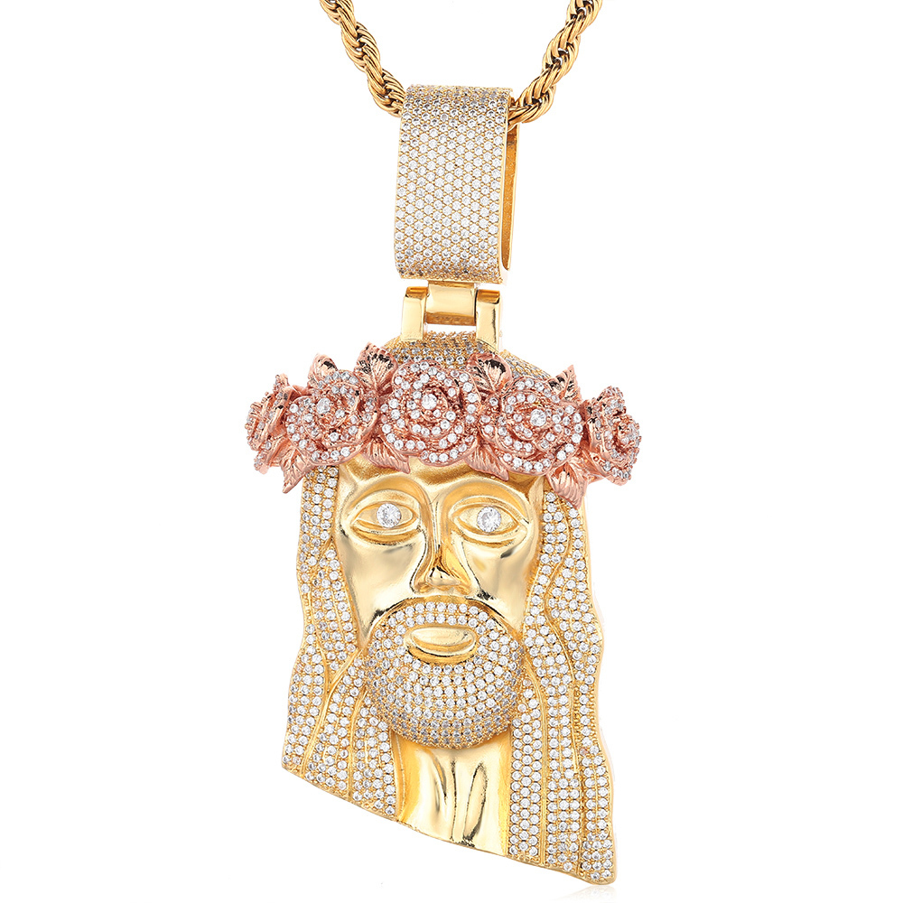 Rose Iced Jesus Pendant