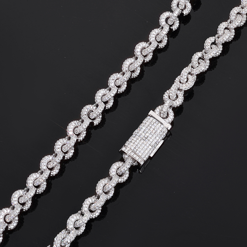8mm Iced Out Zircon Flip Buckle O Shaped Chain Necklace