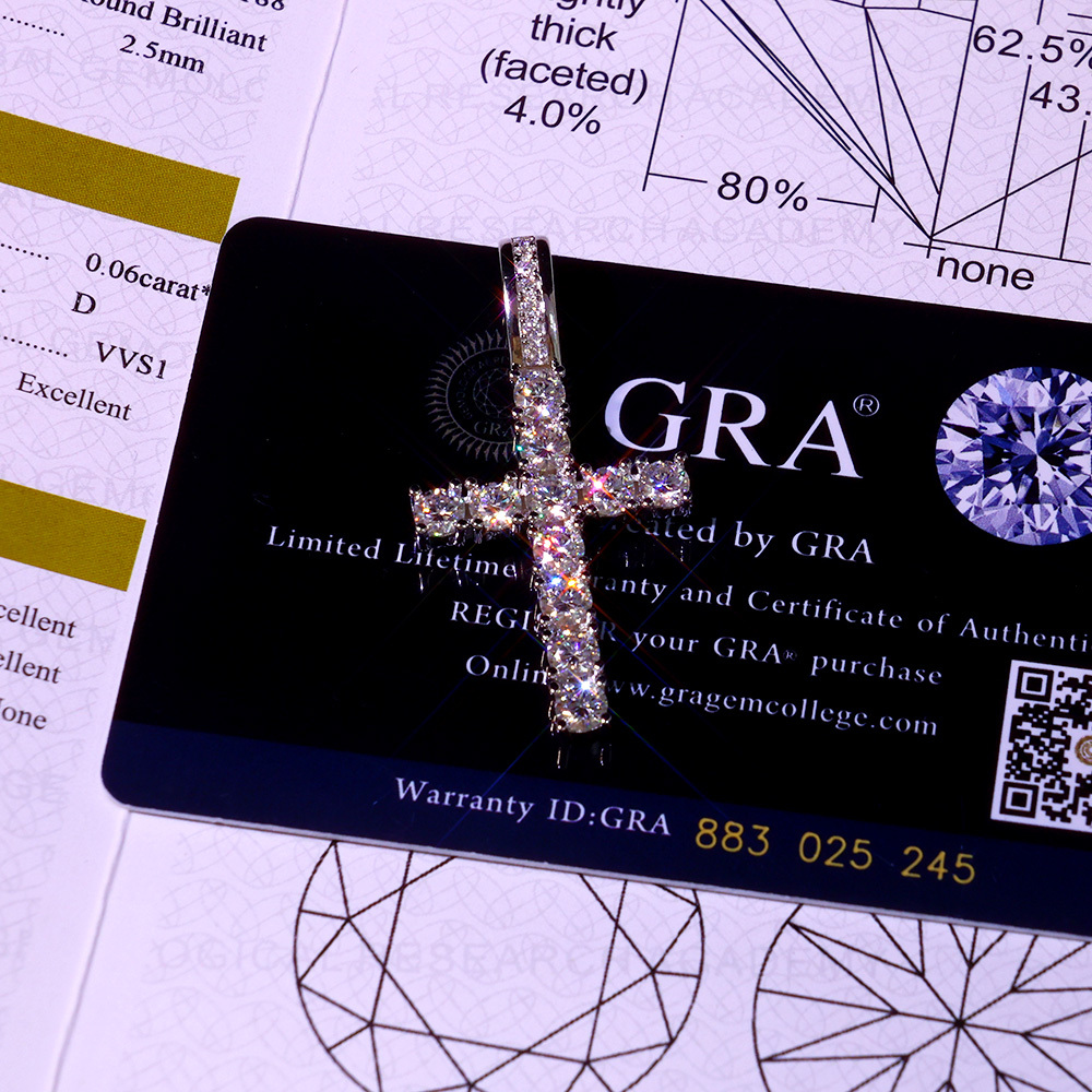 Iced Out Jesus Cross Pendant VVS Moissanite 925 Silver White Gold