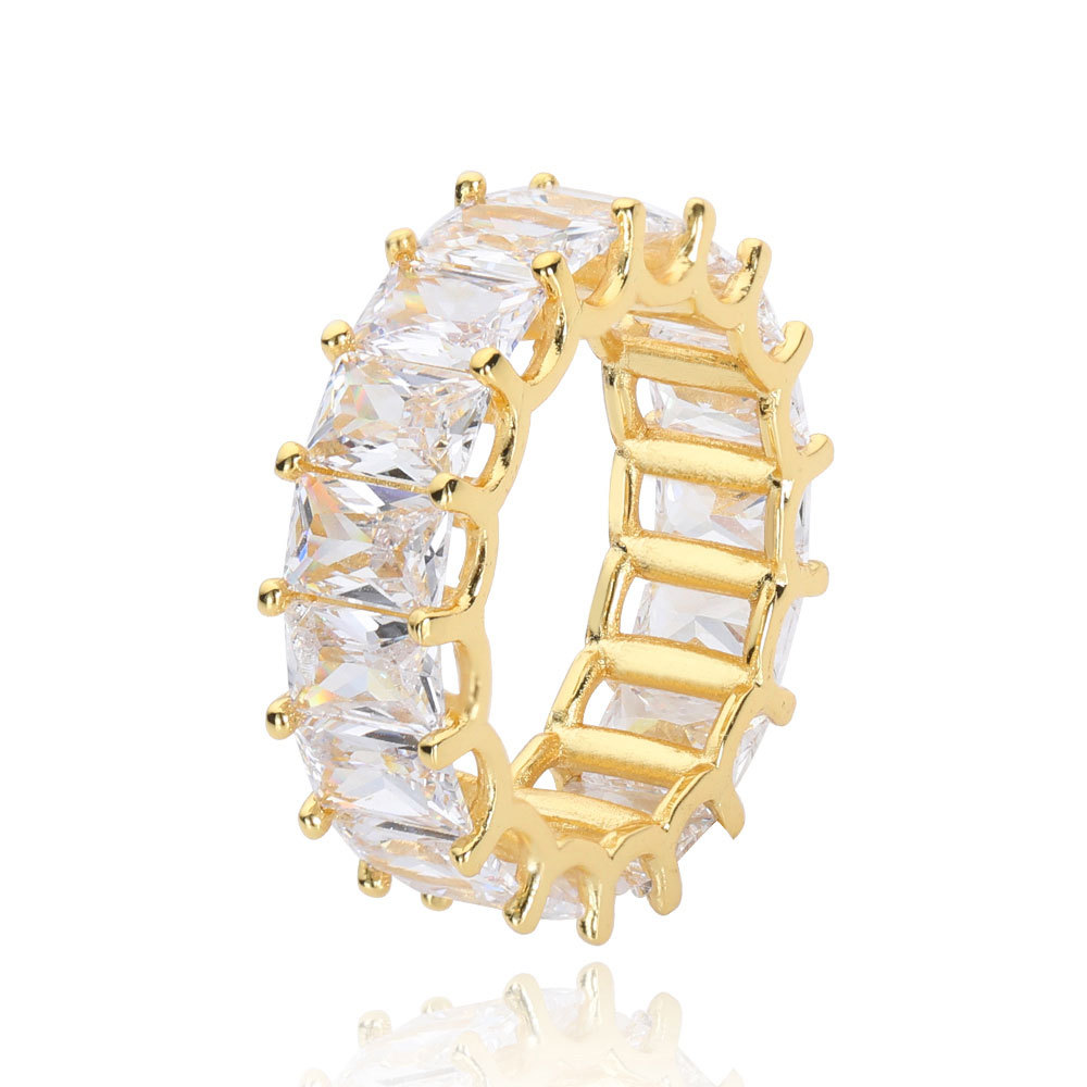 Iced Out Copper Micro Pave Baguette CZ Ring