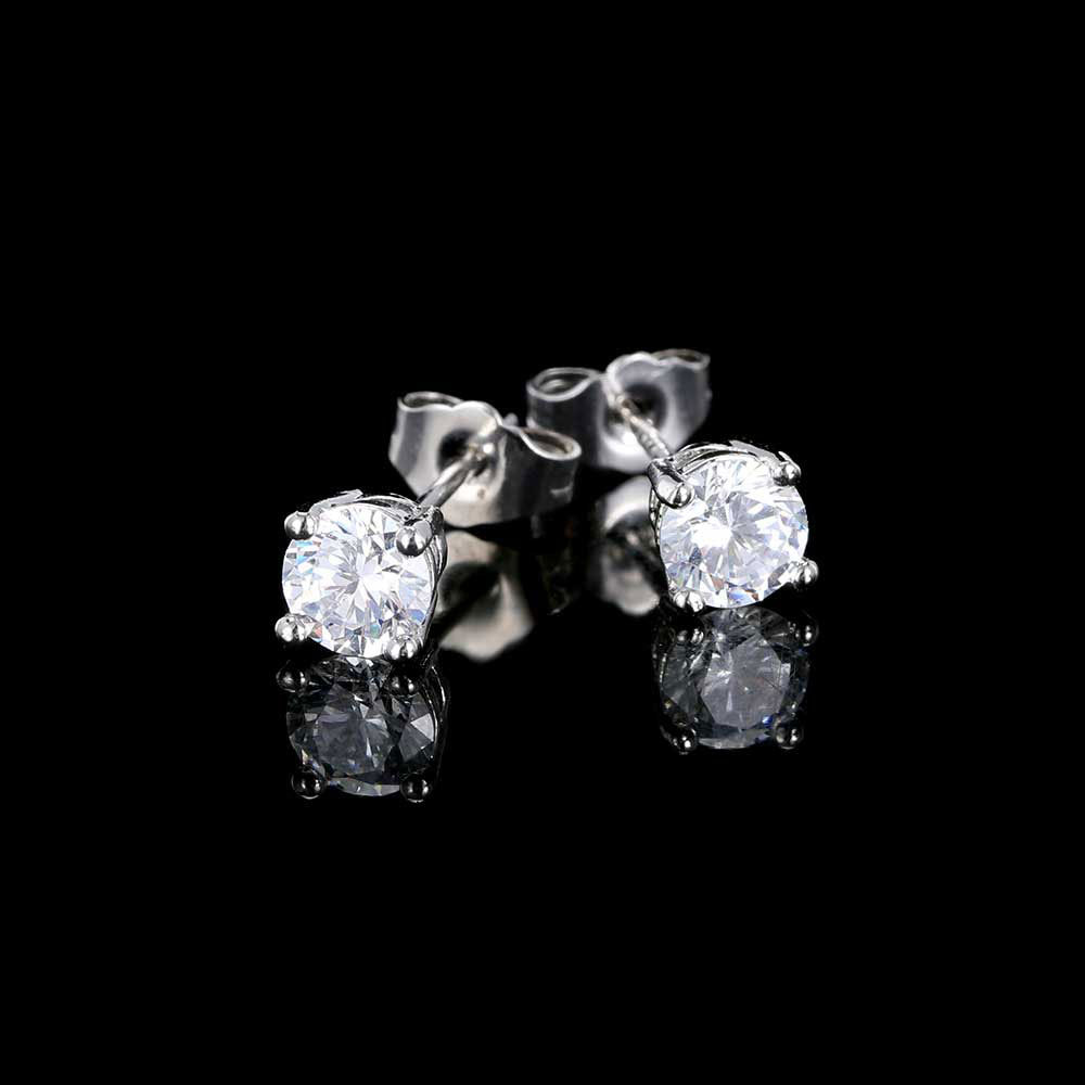 VVS Moissanite Stud Earrings – 925 Silver, 3–10mm Round Cut