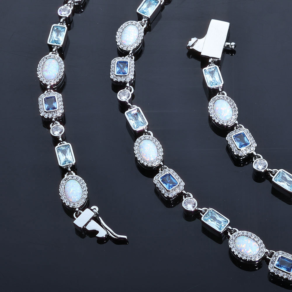 Multicolor Zircon Gemstone Geometric Chain Necklace