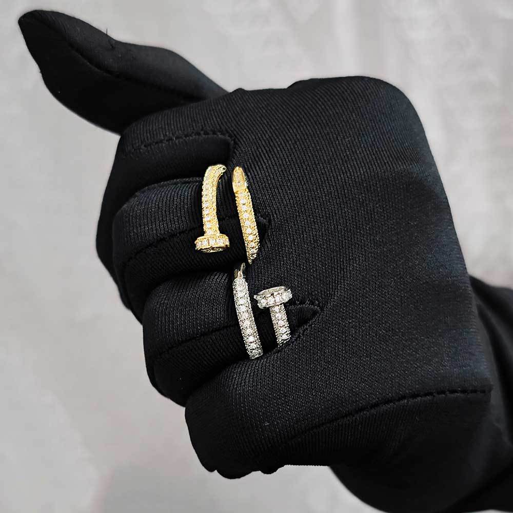 Iced Out 18k Gold Plated Bling 5A CZ Punk Nail Rings