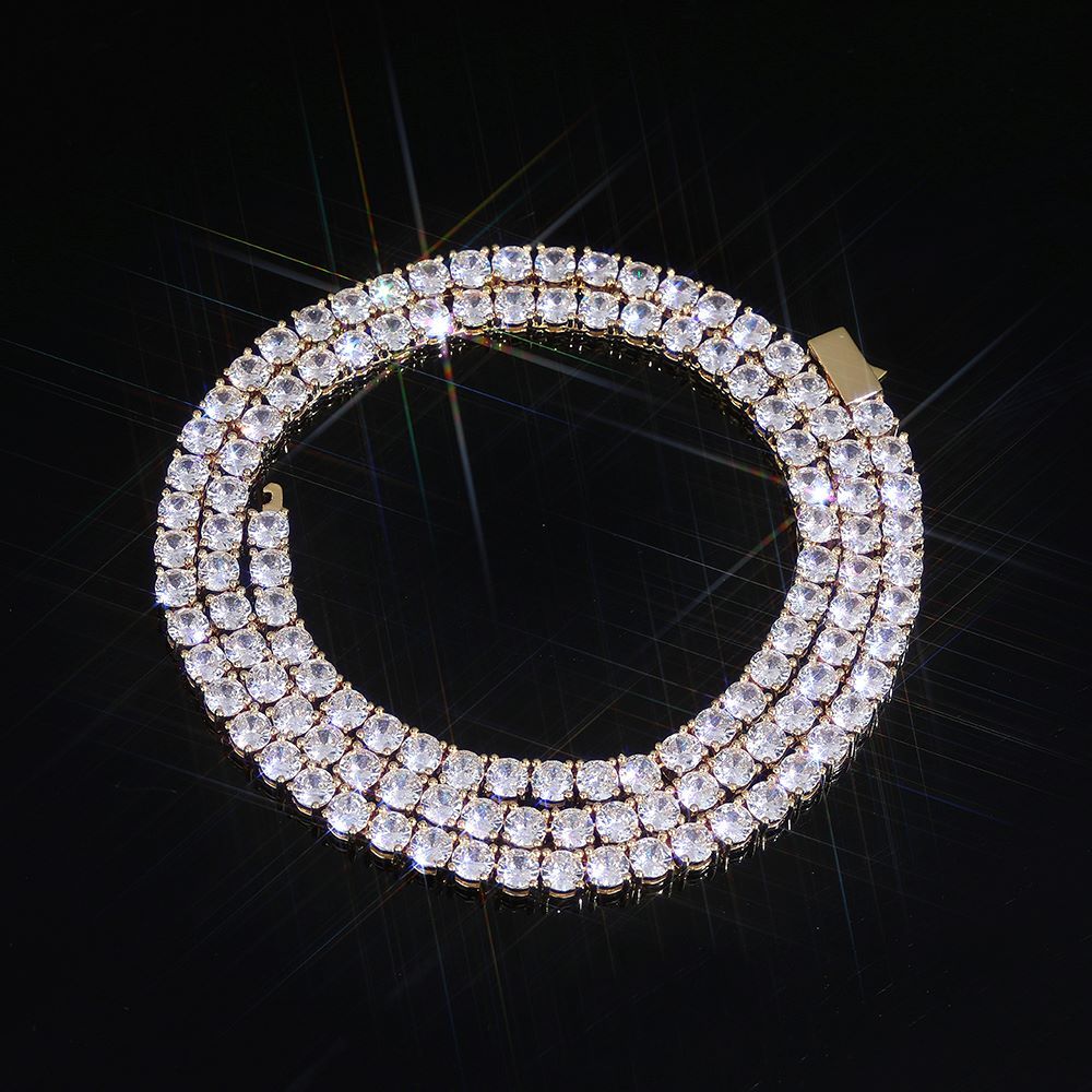 4mm Iced Diamond Tennis Chain Necklace Luxury Sparkling Jewelry