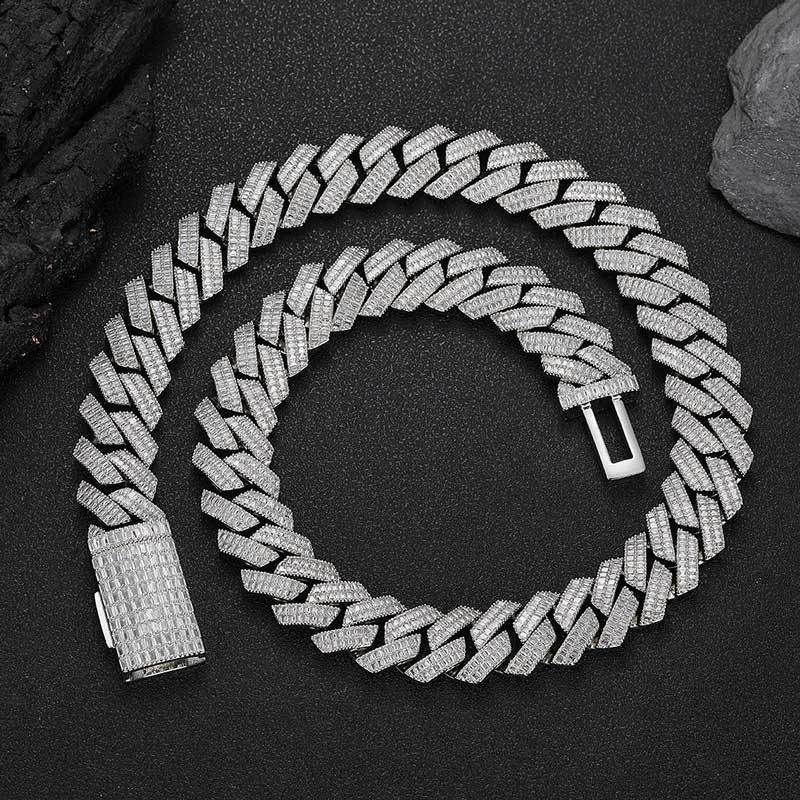 20mm white gold iced out cuban chain necklace