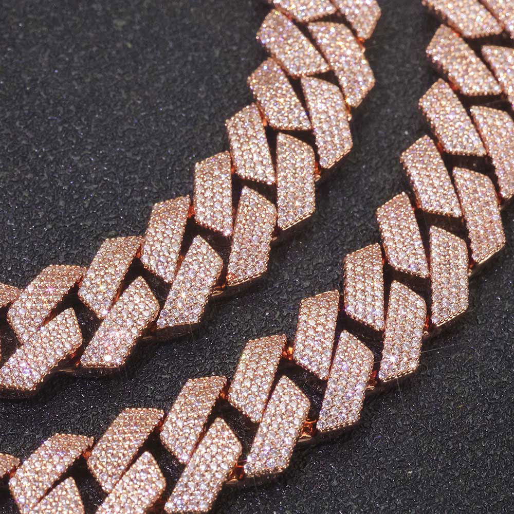 4 Rows Prong Cuban Link Chain 15mm
