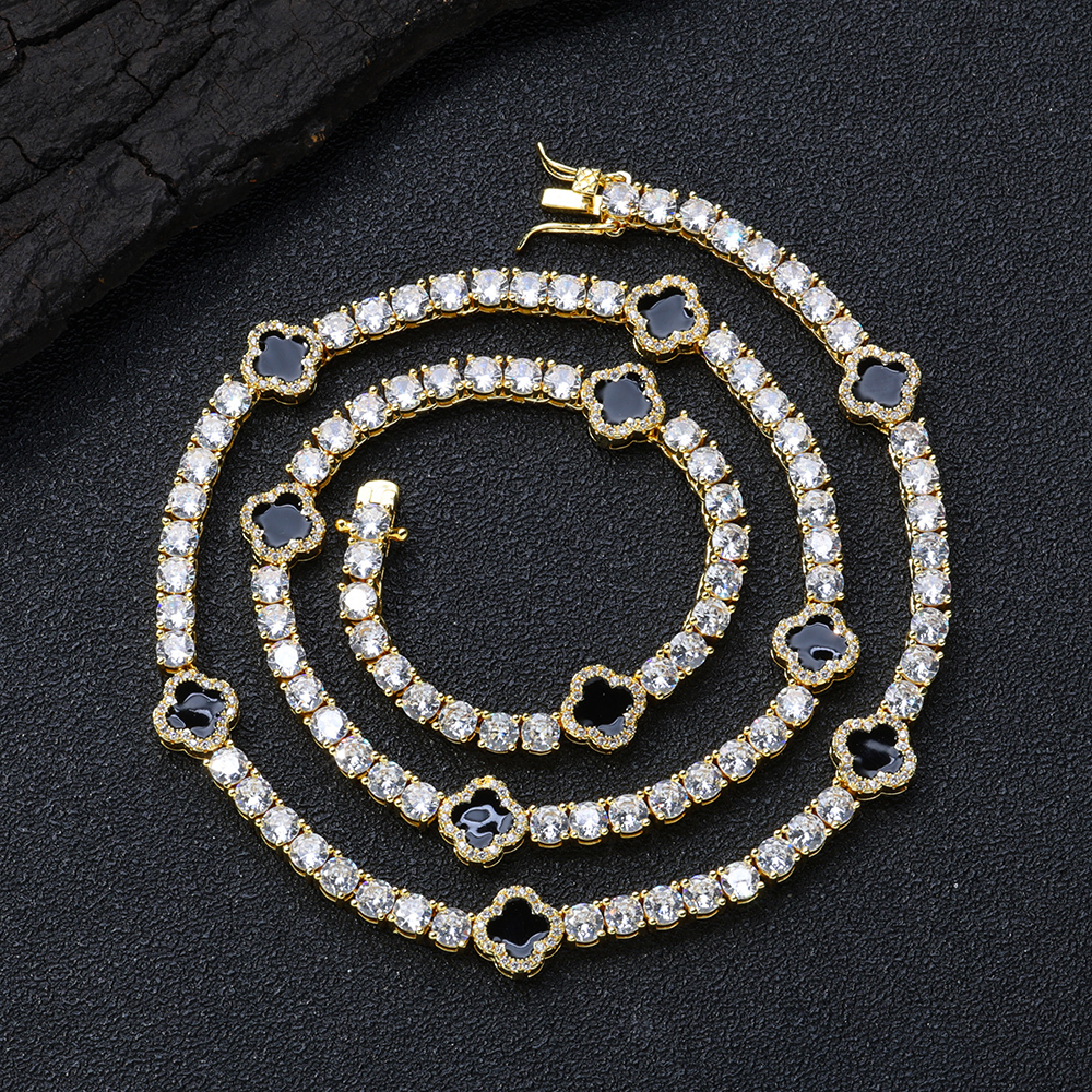 Enamel Clover Tennis Chain Necklace