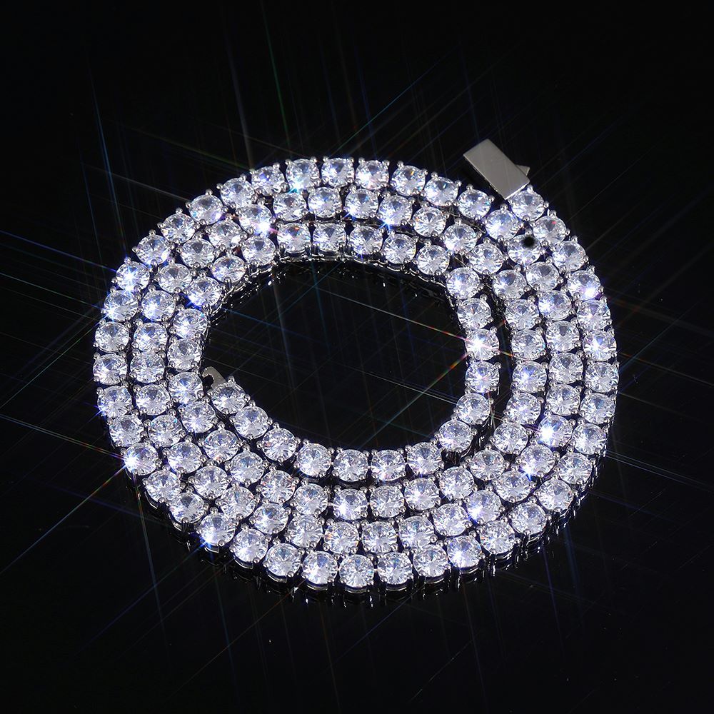 4mm Iced Diamond Tennis Chain Necklace Luxury Sparkling Jewelry