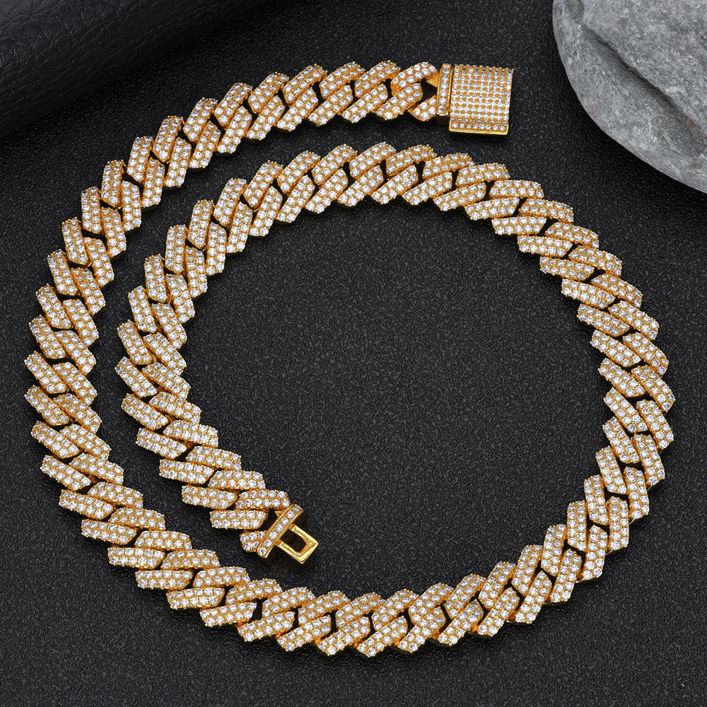 14mm Iced Diamond CZ Prong Cuban Link Chain