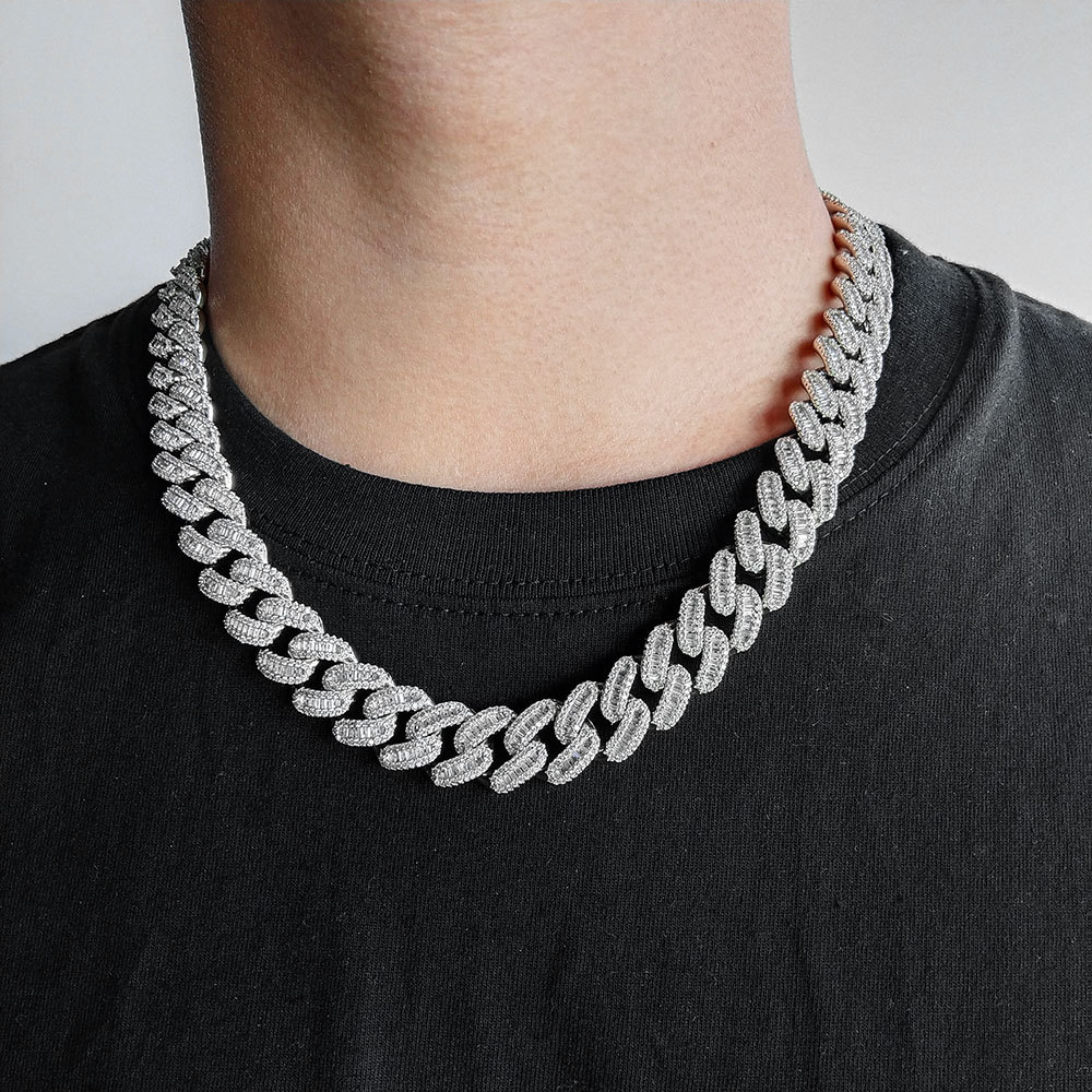 15mm Baguette Iced Out Cuban Link Chain