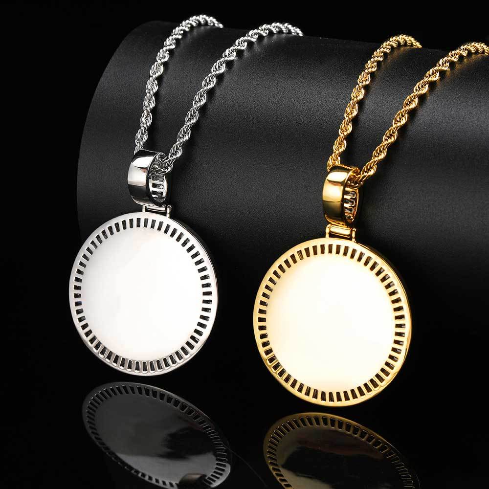 Custom 26mm Iced Baguette CZ Photo Necklace