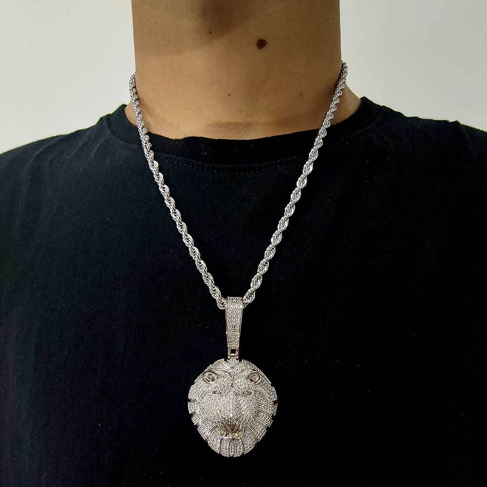 Big Gold Lion Pendant Necklace