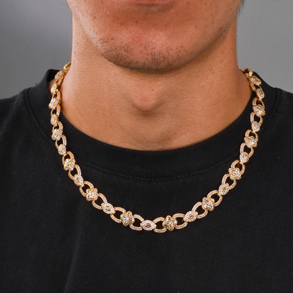 Four Leaf Clover Cross with Eye Link Chain Necklace