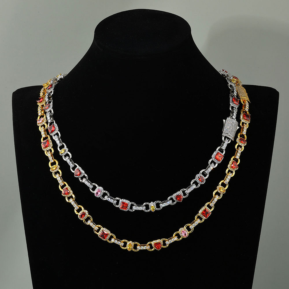 10mm Geometric Red Zircon Necklace