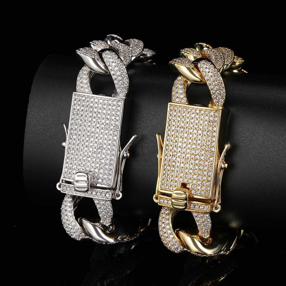 18mm 3 Row Iced Out CZ Cuban Link Bracelet