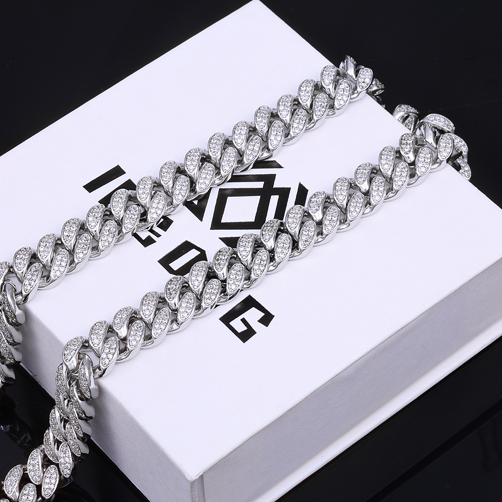 Iced 2 Rows Diamond Cuban Link Necklace - 12mm