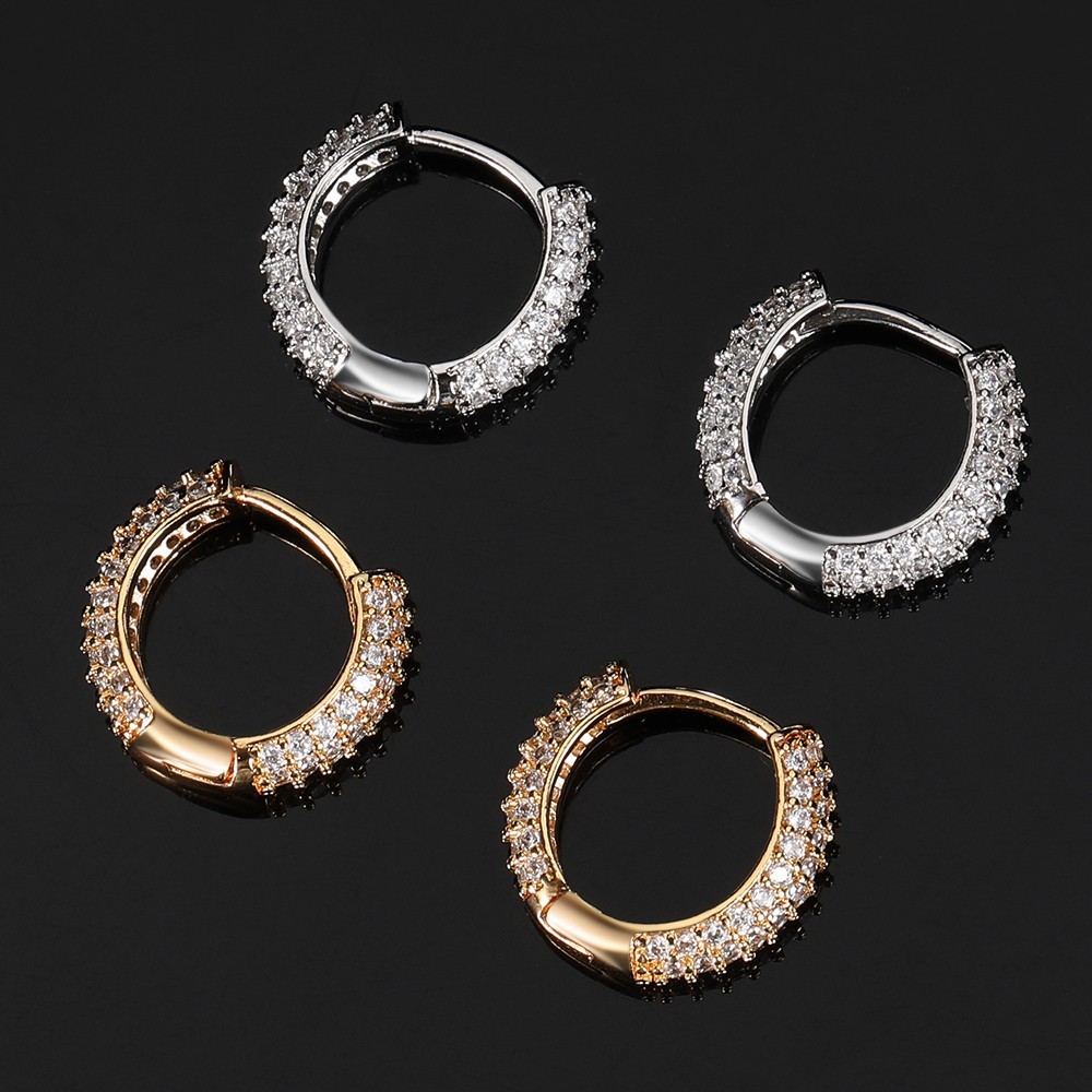 CZ Iced Huggie Hoop Earrings