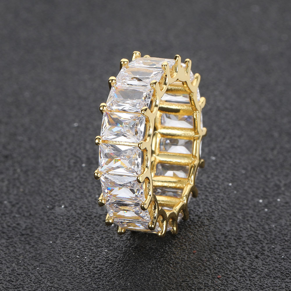 Iced Out Copper Micro Pave Baguette CZ Ring