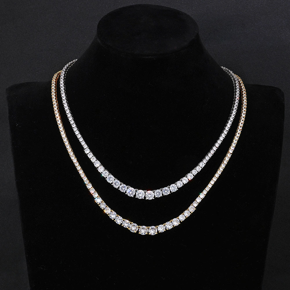 Bling CZ Gradient Tennis Chain  Hip Hop Necklace for Women