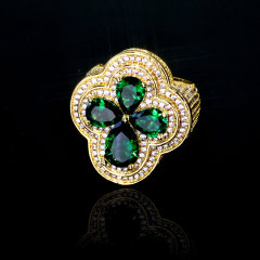 18K Gold Plated+Green CZ
