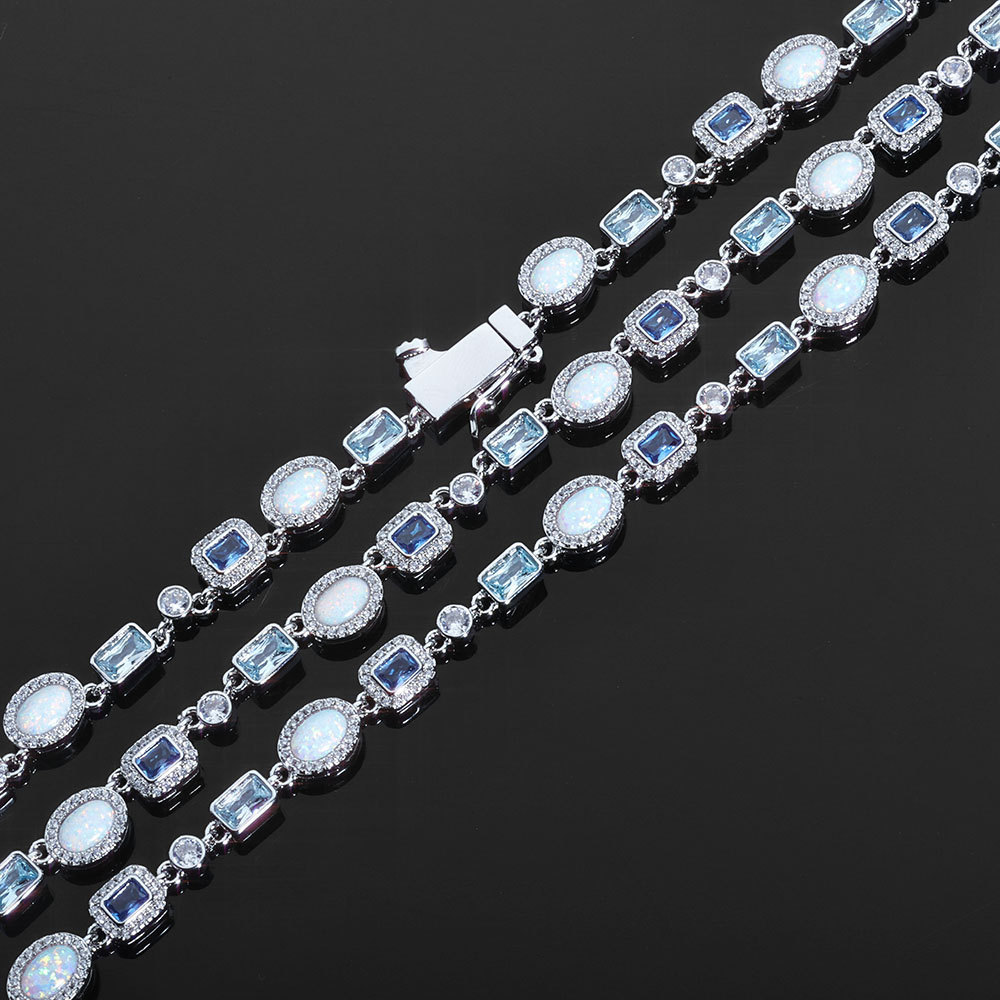 Multicolor Zircon Gemstone Geometric Chain Necklace